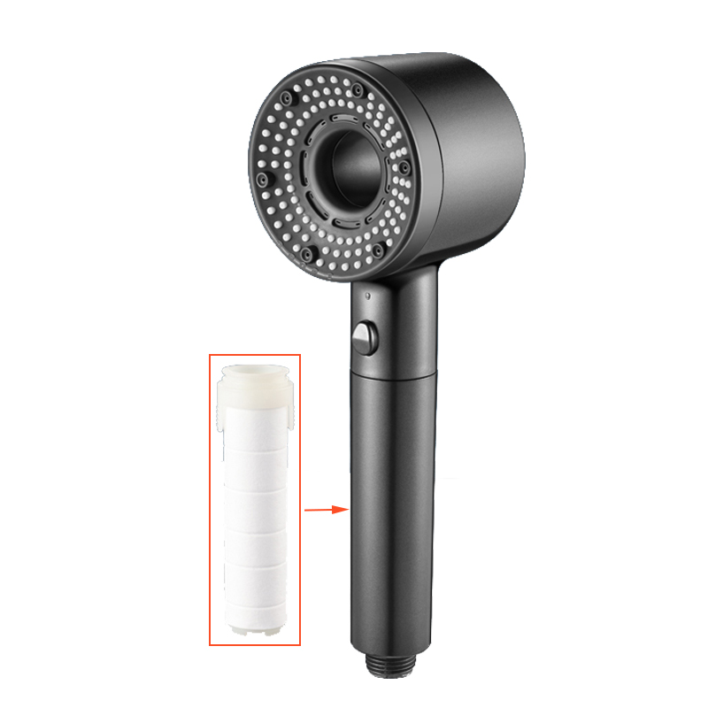 5 Modes Turbo Shower Head Round Filter Lint Remover Spa High Pressure Water Saving Anti Limestone TM-SD-E513