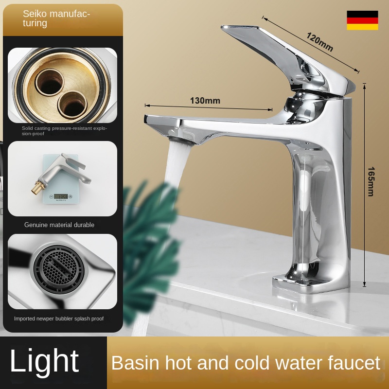 Basin Sink Faucet Hot And Cold Mixer Single Handle Deck Mounted Washroom Water Tap Brass Core TM-FA-E005